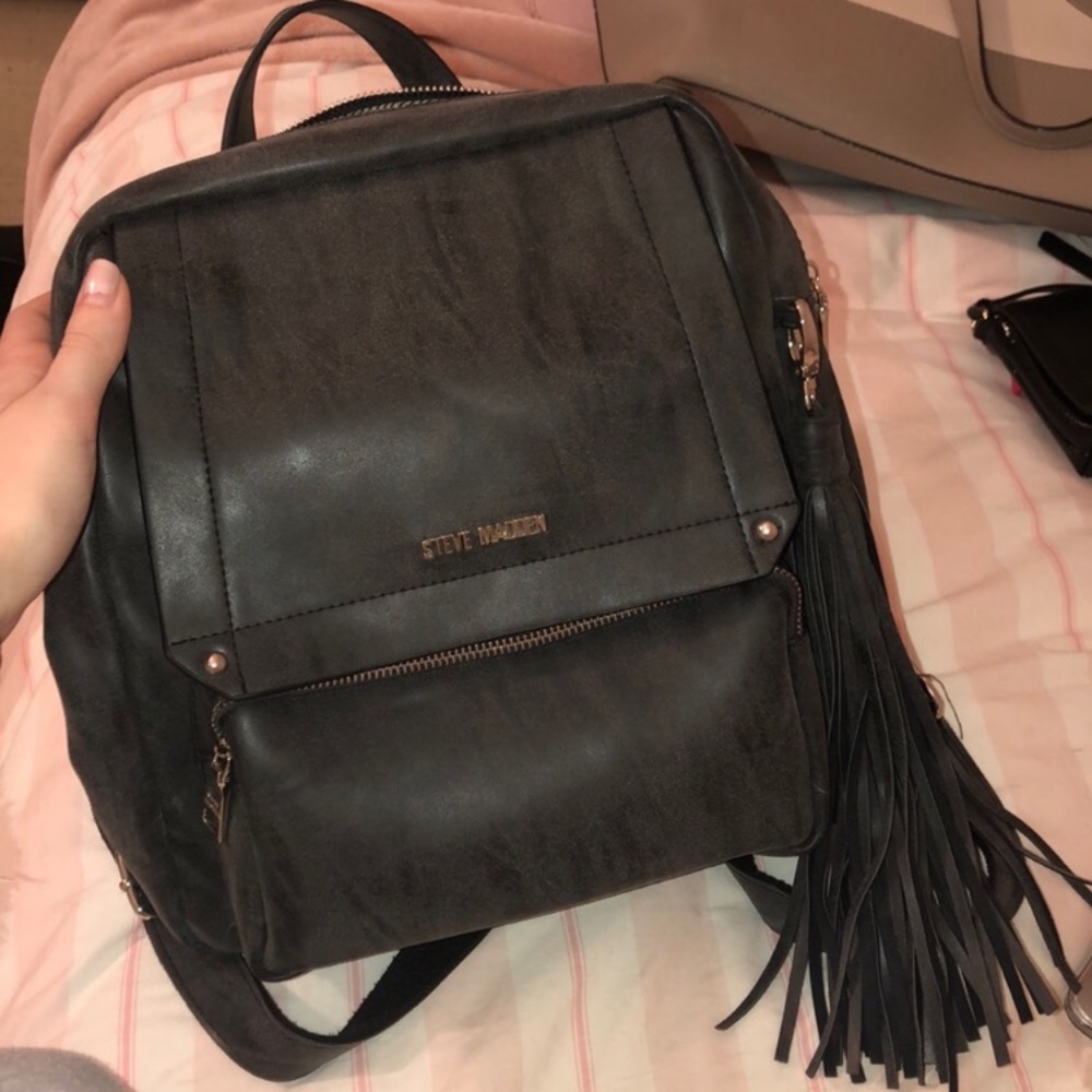 Steve Madden Grey Suede Backpack
